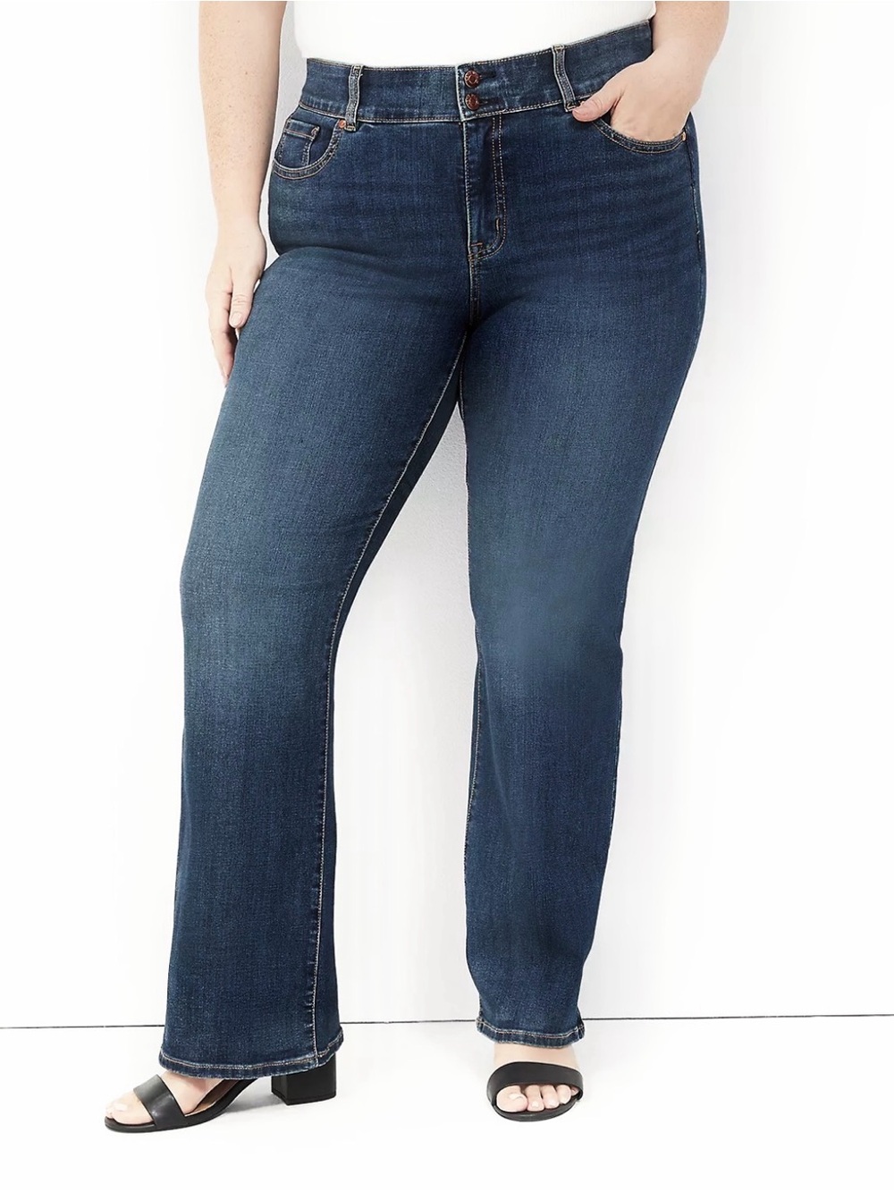 Lane Bryant Flex Magic High Rise Bootcut Jeans 20S Tighter Tummy Dark Wash EUC